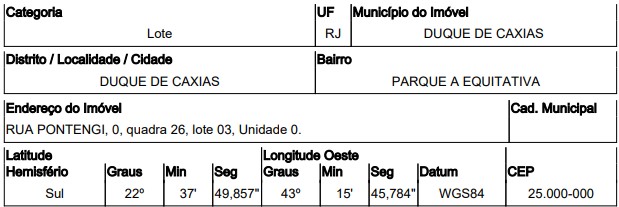 Terreno - Venda, PARQUE A EQUITATIVA, DUQUE DE CAXIAS, RJ